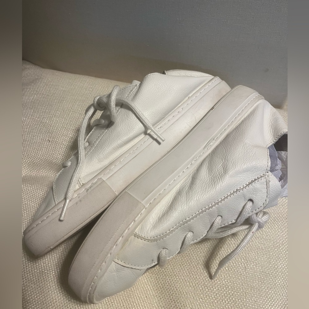 Zara Women’s white Faux leather lace Sneakers size 7 - Picture 5 of 7